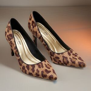Comfort Plus by Predictions Faux Leopard Halfcalf Pointed Heel, Size 7